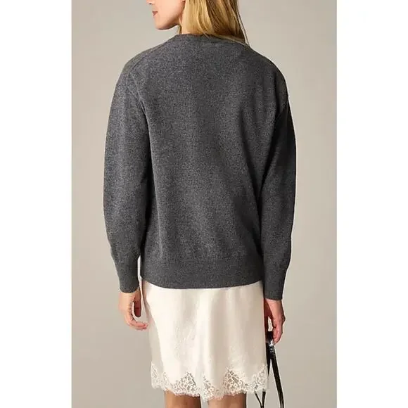 J. Crew Cashmere Relaxed Crew Neck Sweater Casual Wardrobe Grey Women's S - Picture 7 of 13